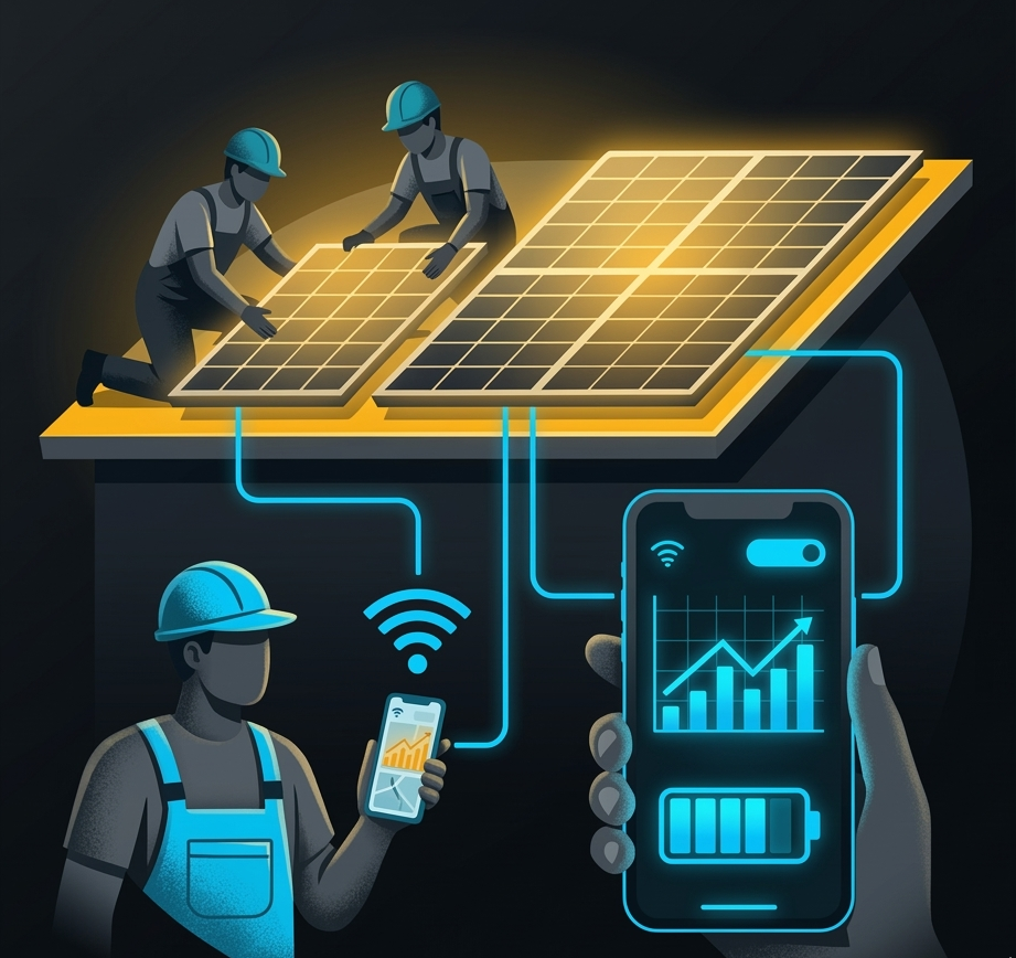 Solar panel installation and app monitoring